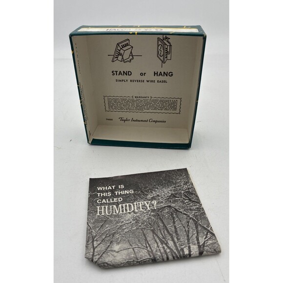 Vintage 3.5" Square Taylor Temperature Humidity Humidiguide Desktop Thermometer - Picture 5 of 6